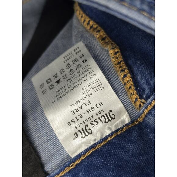Miss Me Women's Blue Striped High-Rise Flare Hippie Boho Denim Jeans Size 31 - Picture 4 of 5